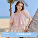 樂町韓系少女感雙層甜美A版雪紡衫夏季新款好看領(lǐng)口綁帶上衣 粉色（現(xiàn)貨） M