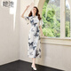 她池新中式連衣裙2025夏裝新款女裝立領(lǐng)收腰印花改良旗袍裙