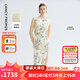 朗姿【蘭亭敘】桑蠶絲印花長裙氣質(zhì)2025夏新款高級感新中式連衣裙 薄霧草地色 M