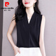 皮爾卡丹（pierre cardin）雪紡無(wú)袖上衣女夏季外穿寬松V領(lǐng)設計感小眾襯衫內搭打底吊帶背心 黑色 3XL