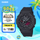 卡西歐（CASIO）G-SHOCK 黑紅暗焰系列男士手表 黑紅雙色潮酷設(shè)計血屏款 防震腕表 GA-B2100BBR-1APR
