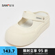 三福半包拖鞋夏季動(dòng)物趣談兩穿中厚底大頭面包板鞋女鞋841656 白色 37