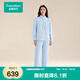 全棉時代（PurCotton）睡衣褲男女針織夾棉加厚家居服套裝24秋冬 微光藍(lán)【女款】 M 女160/男170