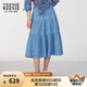 Teenie Weenie小熊女裝牛仔半身裙2025夏季新款復(fù)古時(shí)髦丹寧蛋糕裙 淺藍(lán)色 S