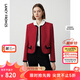 朗姿【時(shí)來(lái)運(yùn)轉(zhuǎn)】小香風(fēng)羊毛短款外套女春春季新款高級(jí)感短外套 節(jié)日紅色 M