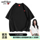查爾斯桃心【王楚然同款】短袖T恤男女同款純色休閑風(fēng)百搭寬松打底衫黑色2XL