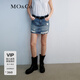 MO&Co.牛仔半身裙微A短裙夏愛心波點(diǎn)中腰破洞手工磨白甜酷摩安珂 牛仔藍(lán)色 M 165