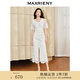 MAXRIENY優(yōu)雅復(fù)古感釘珠領(lǐng)連衣裙開衩裙子仙女長(zhǎng)裙 米白 S 01/34