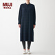 無印良品 MUJI 男女通用 法蘭絨 立領(lǐng) 長衫 無性別 男款女款 BCL43A1A 深藏青色格紋 S-M