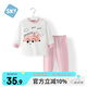 舒貝怡嬰兒衣服男女寶寶內(nèi)衣套裝純棉兒童秋衣秋褲可愛(ài)家居服粉色 110CM