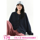 飛鳥(niǎo)和新酒2025秋新款時(shí)尚女裝上衣短款寬松純棉小個(gè)子繡花外套女 深藍(lán)HRH08 M