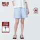 無(wú)印良品（MUJI）女式 水洗 平紋 短褲 休閑 褲子女款夏季款女裝中褲 外穿 淺藍(lán)色4S XL (165/74A)