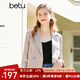 百圖betu女裝春季新款西裝高級英倫風(fēng)千鳥格干練小西裝女2302T43 淺啡 S