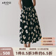 艾諾絲雅詩【商場同款】2025夏季新品100%棉碎花半身裙長裙大裙擺40413595 黑底米花 S