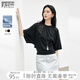 對白【涼感抑菌】設(shè)計感后背鏤空短袖女2025夏季新款慵懶純色T恤 靜謐黑 M