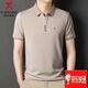 勁霸男裝（K-Boxing）短袖t恤桑蠶絲夏季薄款時(shí)尚休閑翻領(lǐng)中年男士polo衫 勁霸808 米駝 XL XL 勁霸175【適合140-155斤】