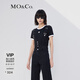 MO&Co.撞色圓領(lǐng)MC刺繡短袖微修身T恤美式復(fù)古上衣上裝摩安珂 黑色-第2批 M 165