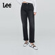 Lee25秋冬新品411舒適高腰小直腳黑灰色女牛仔褲 黑灰色  28 