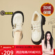 達(dá)芙妮加厚小皮鞋女2024新款秋冬厚底女鞋英倫風(fēng)樂福鞋毛毛鞋棉鞋 米色加絨 36