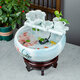 結(jié)盟者陶瓷魚缸循環(huán)流水擺件景觀金魚缸烏龜缸水培缸睡蓮盆陶瓷客廳裝飾 藍荷+白荷葉流水+送6 24x24x12cm 小號缸直徑24厘米高12厘米