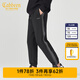 卡賓（CABBEEN）【撞色織帶】拼接休閑褲男2024夏季新款錐形束腳衛(wèi)褲寬松刺繡 煤黑色01 L /175/50