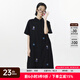 幻走（MOVEUP）2025夏季新款.FUN系列純棉圓角領(lǐng)繡花休閑梭織連衣裙 夜黑 M