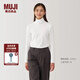無印良品（MUJI）女式起毛羅紋編織高領(lǐng)長袖T恤打底衫女款內(nèi)搭春季上衣 白色 XL (165/92A)