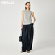 KEIGAN開(kāi)間 抽繩松緊腰牛仔褲 九分弧形寬松企鵝闊腿女士休閑褲福利回饋 經(jīng)典原牛藍 S 34