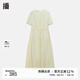 播醋酸連衣裙女2024夏新款收腰顯瘦法式氣質(zhì)褶皺長裙DDR2LD5791 O00晚紗 M