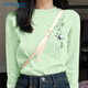 真維斯（JEANSWEST）淺綠色顯白長(cháng)袖t恤女2025新款春秋純棉薄款打底衫中國風(fēng)內搭上衣