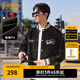 卡賓（CABBEEN）【霧面PU】男裝繡印棒球服2024春季新款寬松夾克潮流休閑外套 煤黑色01 L /175/50
