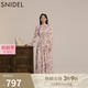SNIDEL秋冬甜美碎花系帶收腰百褶雪紡連衣裙SWFO245033 粉米色 S （0）