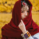 正黛紅色紅圍巾女民族風(fēng)披肩高級(jí)感旅游穿搭西藏拍照保暖斗篷披風(fēng)外搭 復(fù)古棗紅色