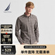 諾帝卡（NAUTICA）【商場(chǎng)同款】男裝秋冬款棉羊毛混紡經(jīng)典舒適格紋襯衫男WO4303 橡皮棕20M L