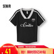 森馬（Semir）涼感T|短袖T恤女短款撞色V領(lǐng)夏季2025修身上衣運(yùn)動(dòng)風(fēng)109325100047