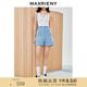 MAXRIENY水洗淺牛仔藍(lán)高腰短褲女高級氣質(zhì)感褲子 淺牛仔藍(lán) M