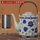 虎匠景德鎮(zhèn)陶瓷茶壺大容量復(fù)古青花冷水壺套裝家用大號(hào)提梁壺茶具 2200毫升單壺 1件