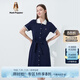 Hush Puppies暇步士女裝夏復(fù)古休閑運(yùn)動(dòng)系帶修身Polo連衣裙 196深藍(lán) M