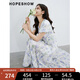 紅袖碎花雪紡連衣裙夏季2024新款女裝泡泡袖V領初戀清純甜美氣質長裙 粉紫花628 S