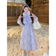 DRPR品牌女裝新品白鴨絨羽絨服女長款狐貍毛2025冬季新款時尚收腰系帶 晨曦紫套裝 XS