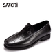 沙馳（SATCHI）高檔男鞋2025春夏新品頭層牛百搭商務(wù)休閑透氣鏤空時(shí)尚男士涼鞋 黑色(偏大一碼) 37