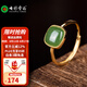 七彩雲(yún)南七夕節(jié)禮物和田玉碧玉戒指菠菜綠銀鑲活圈女款輕奢款戒指節(jié)日禮物 碧玉戒指