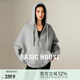 Basic House/百家好美式復(fù)古純色連帽衛(wèi)衣女秋季寬松拉鏈開衫外套 深灰 S 90-120斤