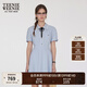 Teenie Weenie小熊女裝連衣裙2025夏季新款清新簡約學(xué)院翻領(lǐng)短袖裙 淺藍(lán)色 S