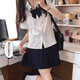 麓格立 短袖JK制服套裝白襯衫女學(xué)院風(fēng)短裙百褶裙日系寬松學(xué)生百搭套裝 套裝【白襯衫+黑百褶+領(lǐng)結(jié)】 M 【建議90-105斤】