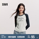 森馬（Semir）[商場(chǎng)同款]長袖T恤女拼色插肩袖小狗2024冬修身衣服101724101010