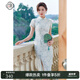 固執(zhí)（OBSTINATE）夏季新款中國風(fēng)蕾絲短袖旗袍中長連衣裙42632QP07996 淺綠色 160/80A/S