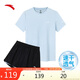 安踏速干套裝丨運(yùn)動(dòng)短袖短褲兩件套女夏季冰絲跑步吸濕透氣羽毛球服