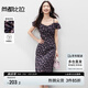 尚都比拉荷葉袖肩帶可調(diào)節(jié)方領(lǐng)碎花裙女夏季度假風(fēng)氣質(zhì)連衣裙垂感中長裙