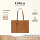 芙拉（FURLA）【七夕禮物】NUVOLA牛皮大號(hào)女士大容量上班通勤手提包輕奢托特包 棕色
